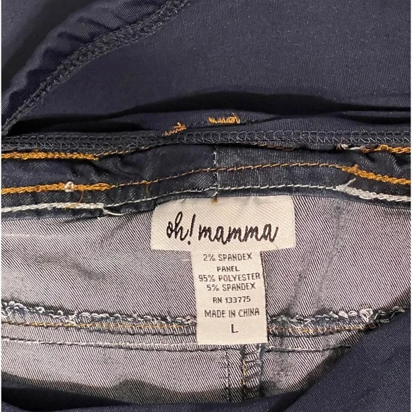 oh! mamma Maternity Jeans Sz L Dark Blue Low Rise Full Panel 5 Pocket Stretch - Picture 7 of 9